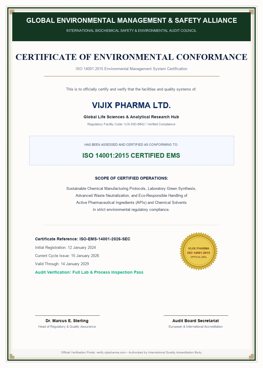 ISO 14001:2015 Environmental System - Vijix Pharma